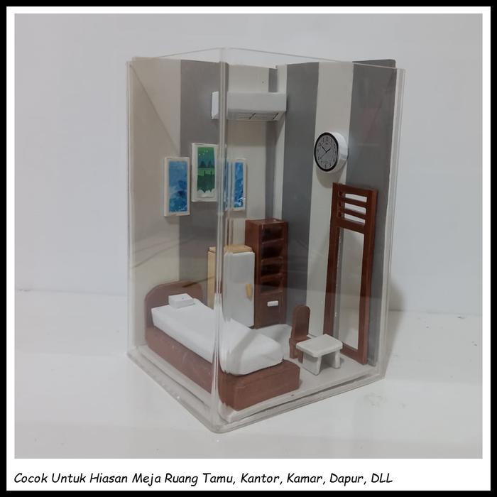 Gambar Aquarium Akuarium Mini Kamar Kos Soliter Ikan Cupang MInimalis Unik - Abu-abu dari Oke Grafika undefined Tokopedia