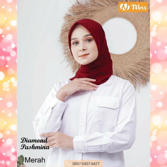 Gambar Nibras Hijab Diamond Pashmina Instan Warna Ivory Cantik 180x60 Branded - Merah dari Hibban Online Shop undefined Tokopedia