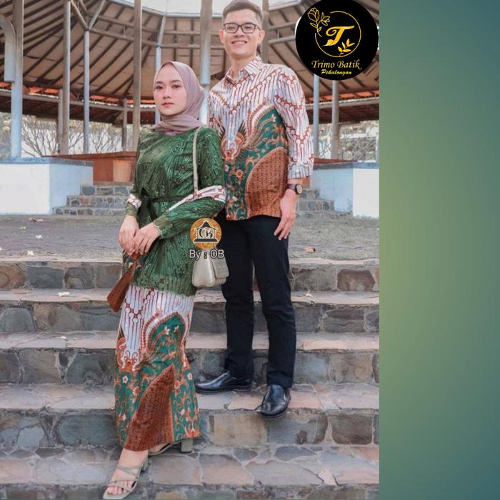 Gambar KEBAYA MODERN COUPLE BATIK KONDANGAN REMAJA BAJU LAMARAN COUPLE - Hijau dari TRIMOBATIK undefined Tokopedia