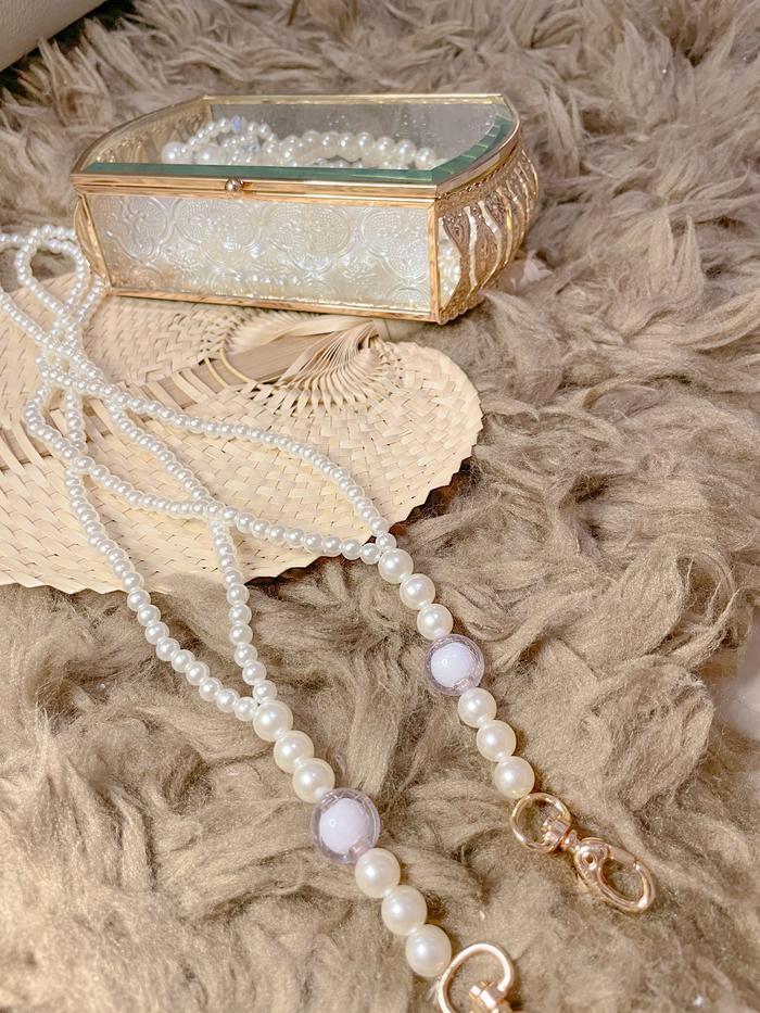 Gambar CAEN Pearl Chain Mask / Kalung Masker / Masker Strap / Tali Masker - ungu soft, 1 layer pearl dari leamor undefined Tokopedia