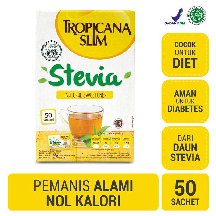 Gambar Tropicana Slim Stevia 50 sachet - Natural Sweetener dari MUGHNI RIAU MART undefined Tokopedia