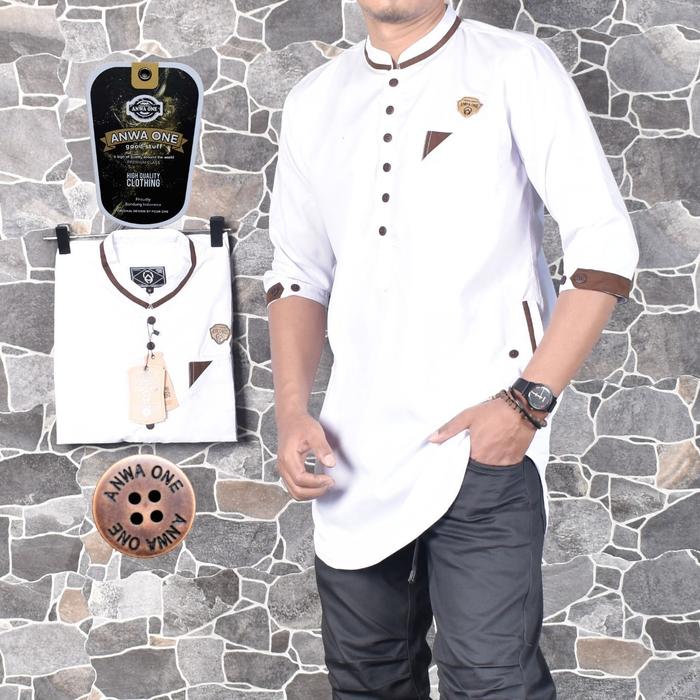 Gambar baju gamis pria koko pakistan lengan pendek warna putih - Putih, M dari B M C STORE undefined Tokopedia