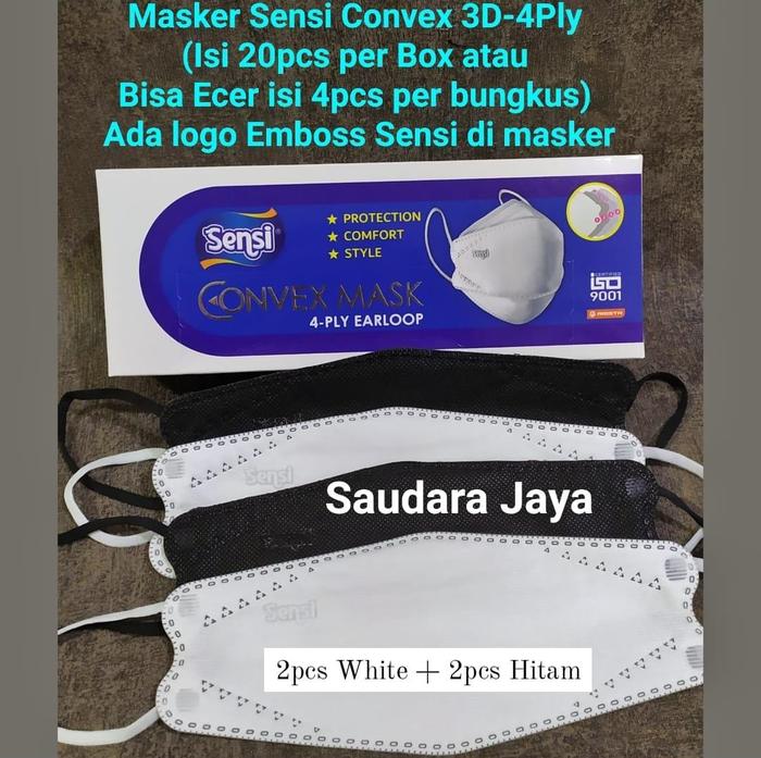 Gambar MASKER SENSI CONVEX 3D-4PLY EARLOOP(1 BOX ISI 20PCS ATAU ECER ISI 4PC) - Repack 4sCampur dari Saudara Jaya undefined Tokopedia