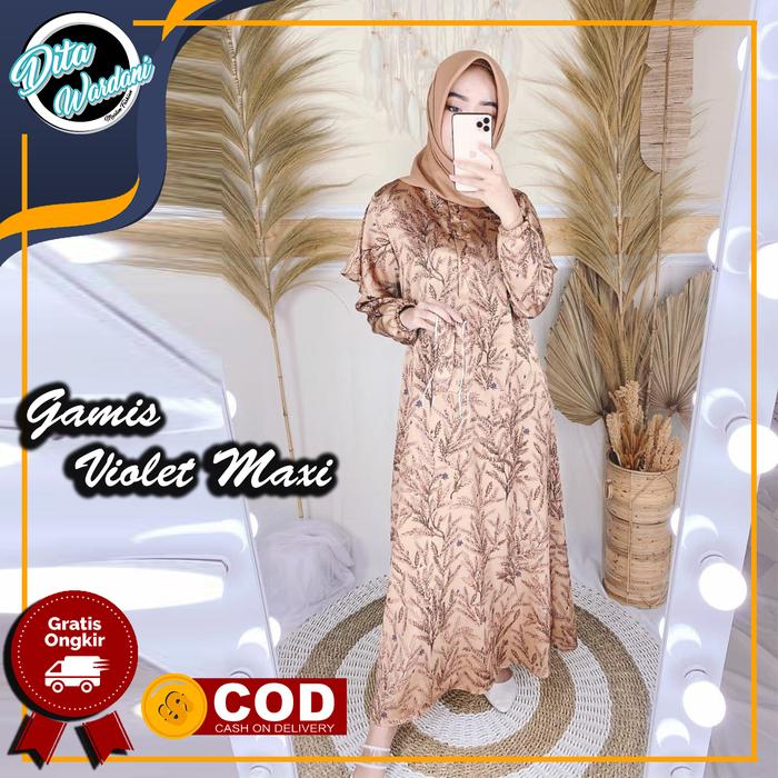 Gambar Gamis Wanita Violet Maxi Terbaru 2021 Premium Original Nyaman - Mocca dari Dita Wardani undefined 5 Tokopedia