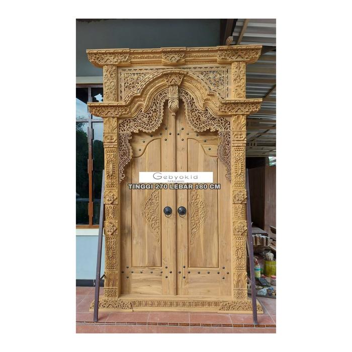 Gambar Pintu gapuro ukir jati uk 180 cm asli Jepara/ Gebyok ukir murah - mentahan dari Gi. Furniture undefined Tokopedia