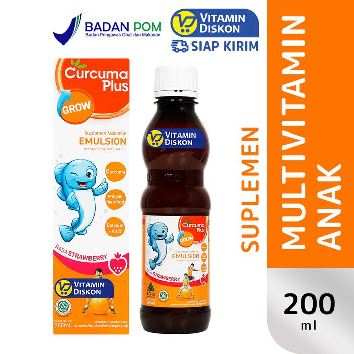 Gambar CURCUMA PLUS GROW STRAWBERRY 200 ML | Multivitamin dari VitaminDiskon undefined Tokopedia