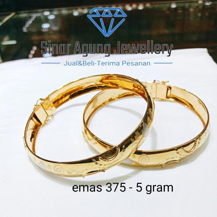 Jual Gelang Tangan Dewasa Bangkok Ukir Kadar 375 Jakarta Timur Sinaragungjewellry Tokopedia