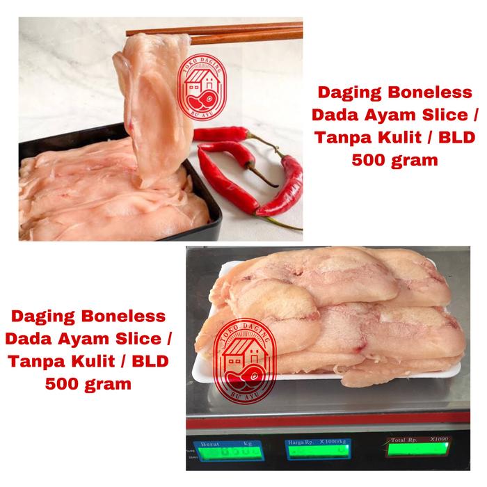 Gambar Daging Ayam Slice / Boneless Dada Ayam Tanpa Kulit / Fillet @500 gram dari Toko Daging Bu Ayu undefined Tokopedia