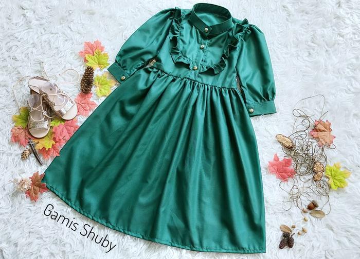 Gambar Gamis Anak Shuby (Ready Stock) - Hijau, 8-9 tahun dari Bajuniquefashion undefined Tokopedia