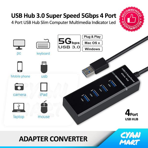 Gambar USB Hub Extension Port USB 3.0 High Speed Pc Komputer Laptop MacBook - USB 3 - 4 PORT dari CyanMart undefined Tokopedia