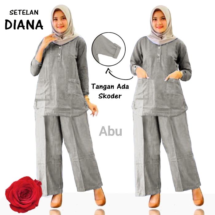 Gambar Baju Setelan Kulot Wanita Set Atasan & Celana Kulot - Abu-abu, XL dari NAT mode undefined Tokopedia