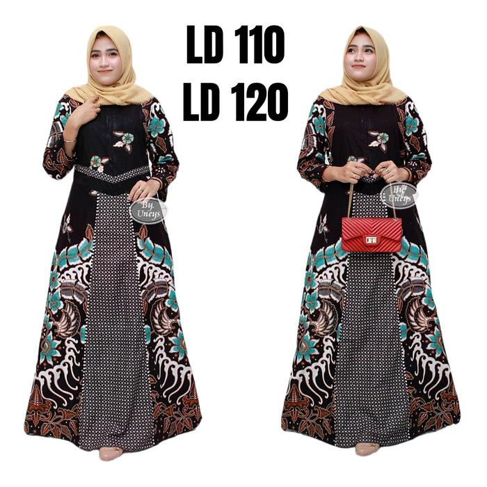 Gambar Gamis Batik Pekalongan Kombinasi Polos Terbaru2021 - Hitam, XXXL dari RR SHOP99 undefined Tokopedia