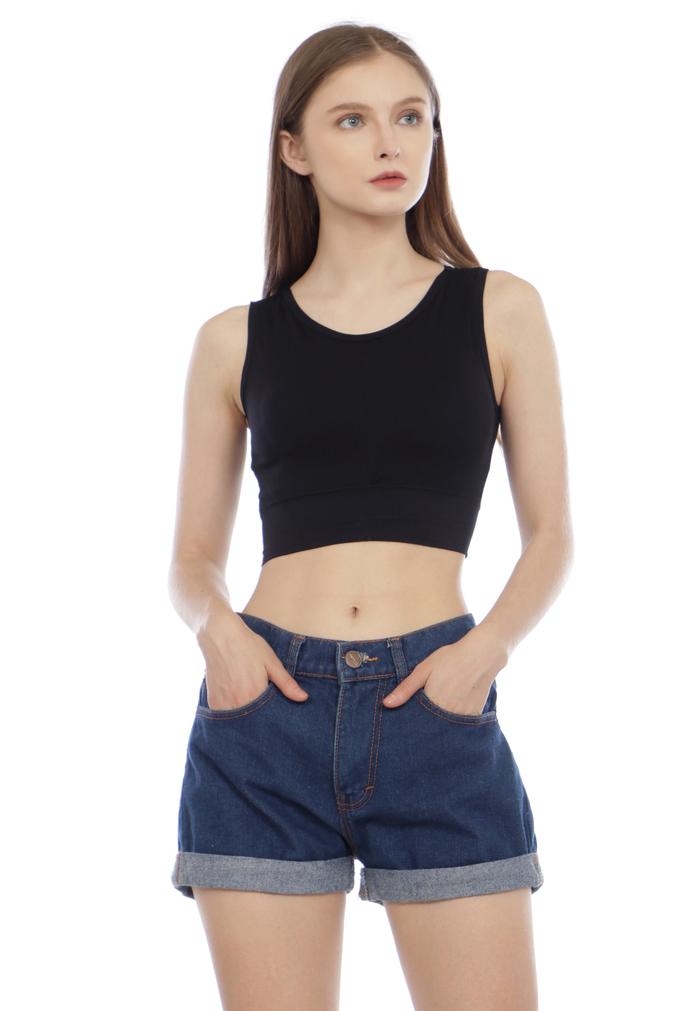 Promo cottonology crop top basic hitam 