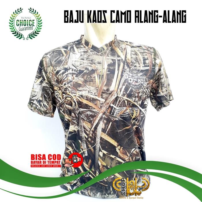 Gambar Baju Kaos Camo Alang-alang Loreng Hunting Lengan Pendek - M dari P&P Online Store undefined Tokopedia