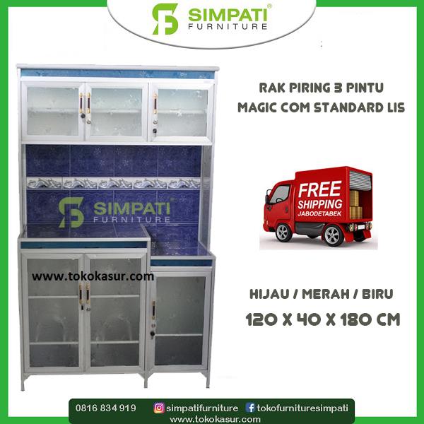 Gambar Rak piring 3 pintu magic com standard list - Merah dari Simpati Furniture undefined Tokopedia