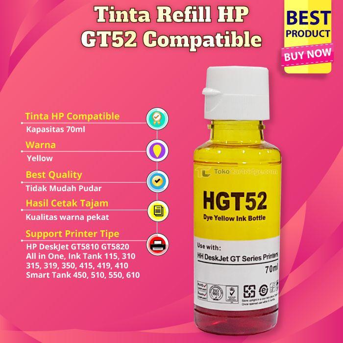 Gambar Tinta Refill HP 680 Cartridge Printer 5088 5275 5278 GT51 GT52 100ml - Kuning dari Toko Cartridge ID undefined Tokopedia