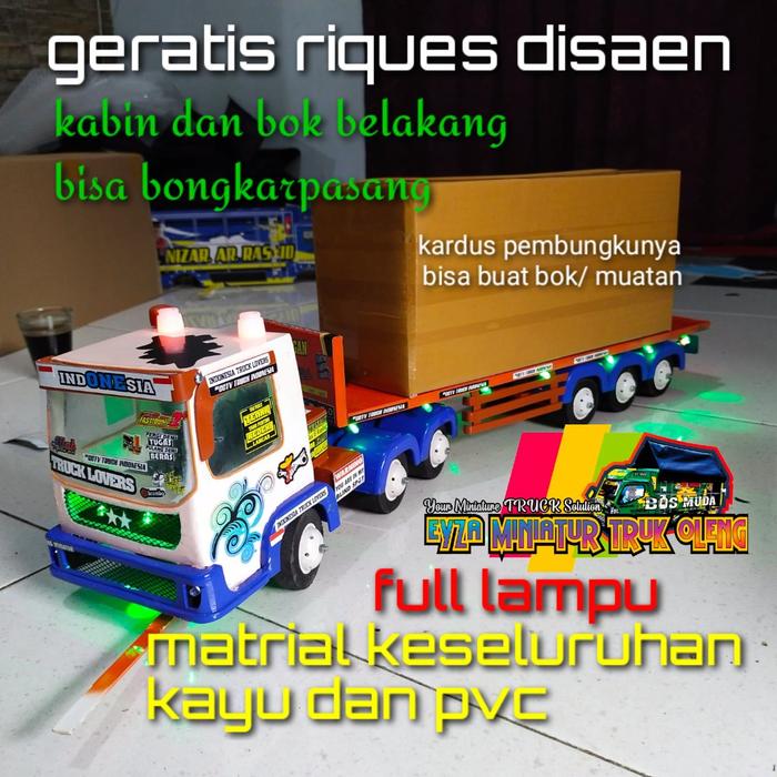 Gambar mobil / mainan / truk oleng / tronton / Fuso / anak laki-laki / kayu / dari Eyza miniatur undefined Tokopedia