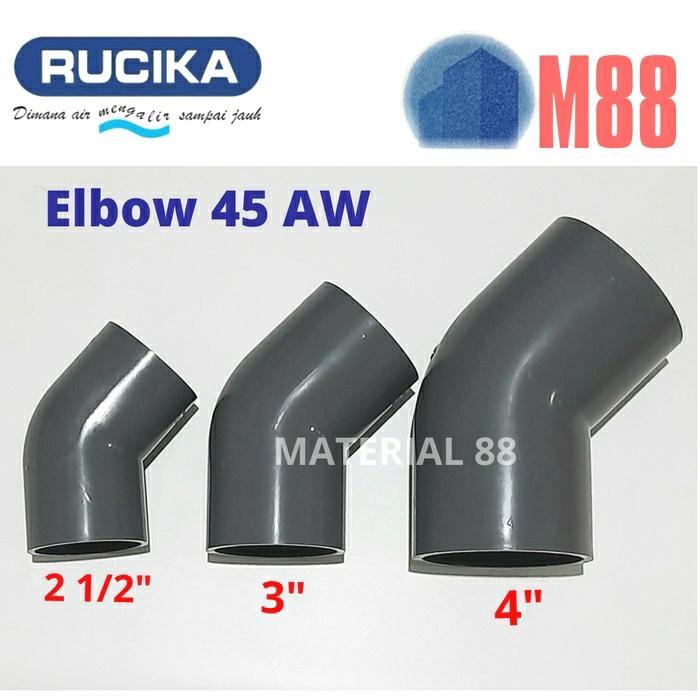Gambar Keni 45 derajat 2 1/2 inch RUCIKA AW Elbow Knee Pipa PVC 2.5 2,5 dari MATERIAL 88 undefined Tokopedia