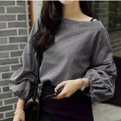 Gambar Blouse Salur - Hitam dari TanTans Collection undefined Tokopedia