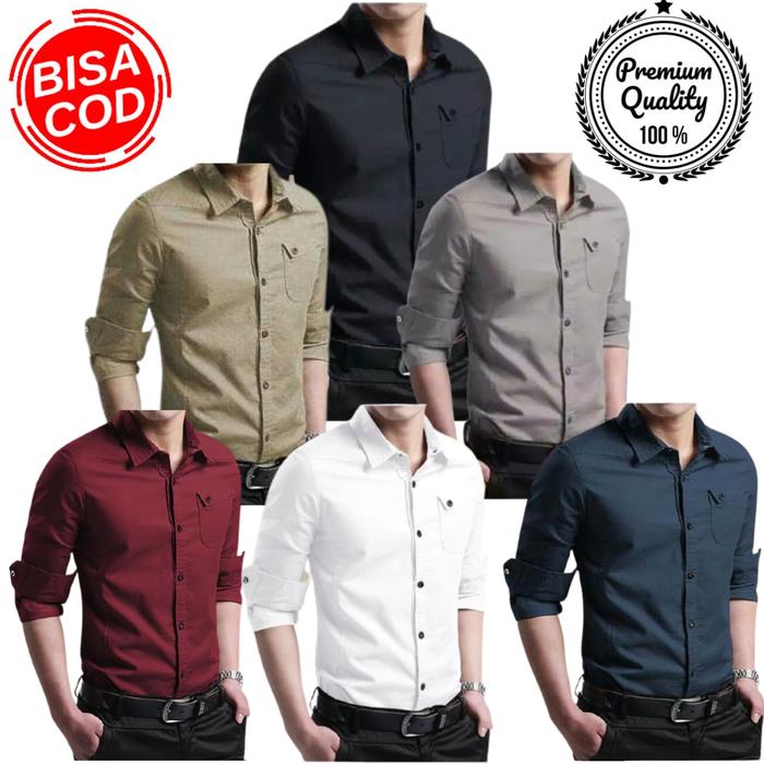 Gambar Kemeja Pria Casual Slim Fit Lengan Panjang Model Miller - khaki, S dari SupplierKemeja undefined Tokopedia