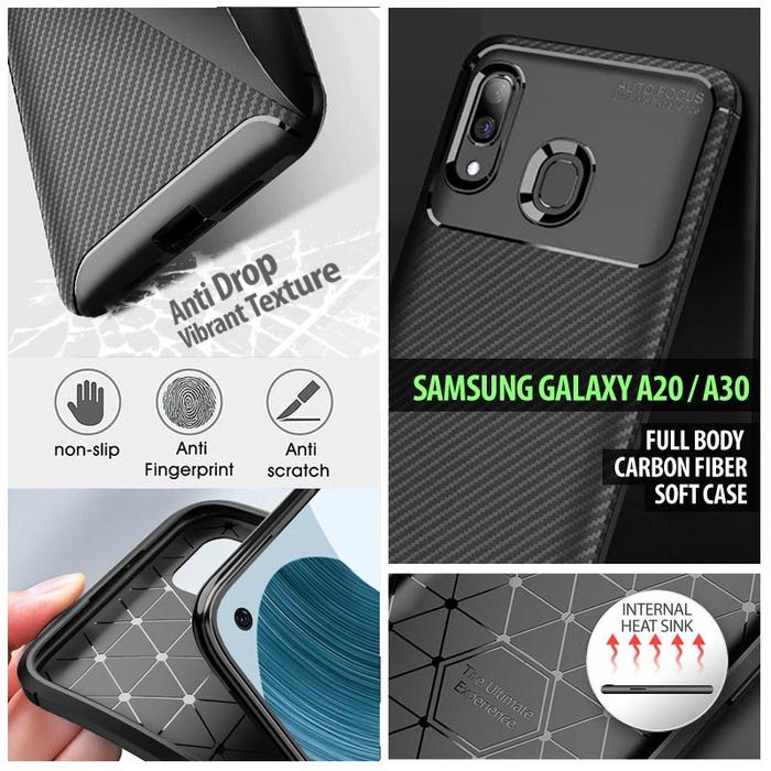 Jual Samsung Galaxy A20-A30 Full Protection Black Carbon Soft