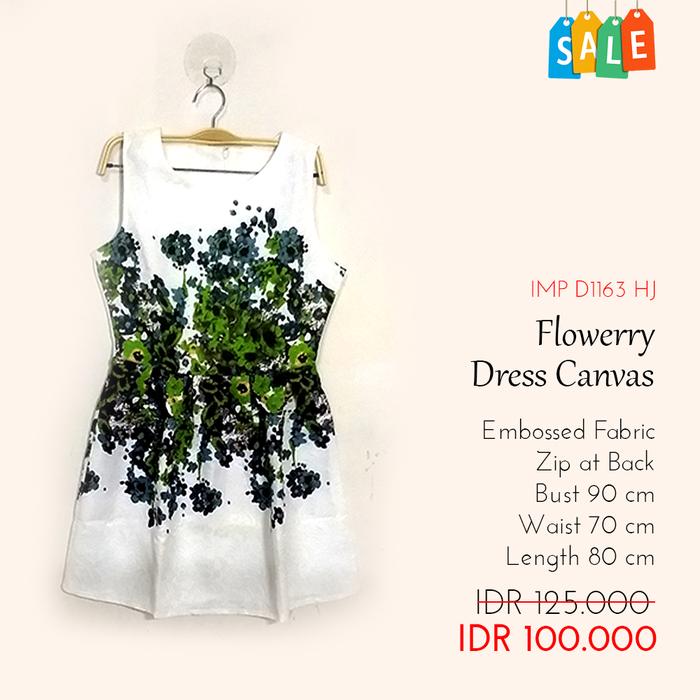 Gambar Dress Wanita Motif Bunga Dress Pesta - Flowerry Dress Canvas SALE - Hijau dari SWEETHEART COLLECTION undefined Tokopedia