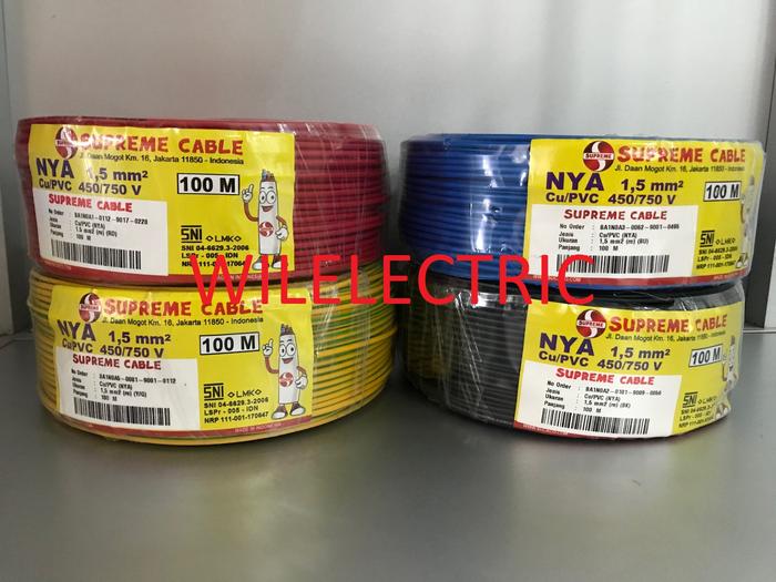 Gambar Kabel listrik kawat engkel NYA 1.5 mm / 1.5mm SUPREME 100 m roll - Hitam dari Pro Elektrik undefined Tokopedia