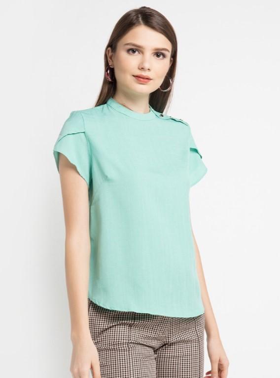 Gambar EDITION EB76GREEN BUTTON SHOULDER TOP BLOUSE - S dari Edition Official Store undefined Tokopedia