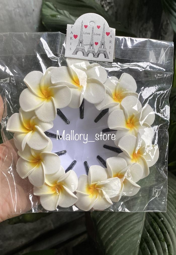 Gambar Jepit Rambut Bunga Kamboja - Putih, 5cm dari Store Mallory undefined Tokopedia