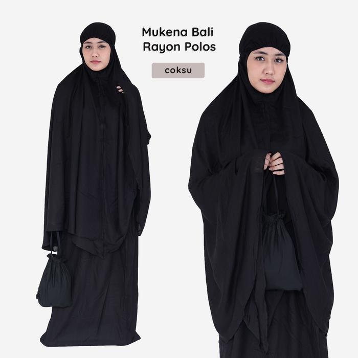 Gambar Mukena Terbaru Bali Polos Rempel - Hitam dari Sasuai Store undefined Tokopedia