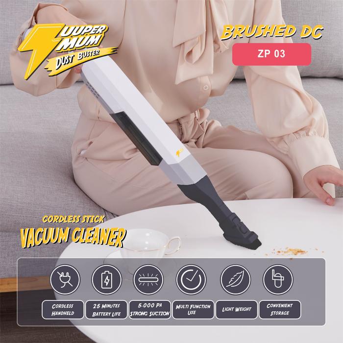 Gambar Zuuper Mum Dust Buster Cordless Stick Vacuum Cleaner (Brushed) ZP03 dari Panintihub undefined Tokopedia