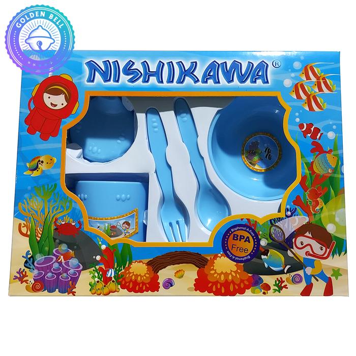 Gambar Feeding Set - Paket Perlengkapan Makan Nishikawa Ukuran Small BPA Free - Biru dari Golden Bell undefined Tokopedia