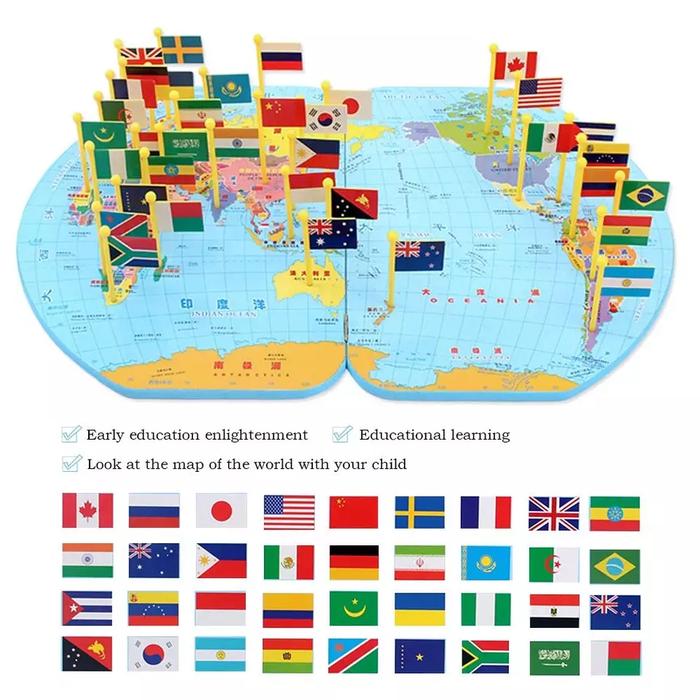 Gambar mainan edukasi anak - map of the world - knowledge of the worlds dari tomiko toys undefined Tokopedia