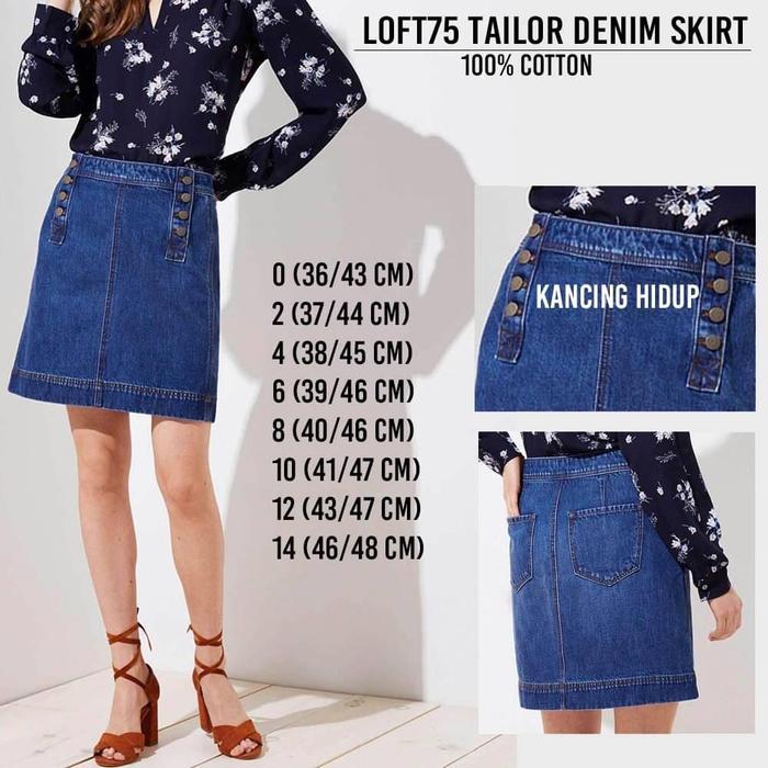 Rok Wanita Loft75 Tailor Denim Skirt 