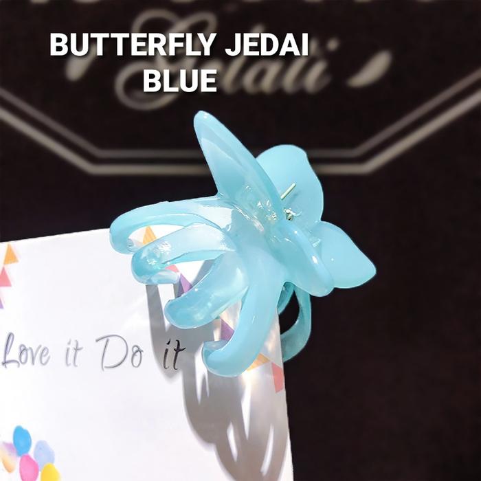 Gambar JEPIT JEDAI KOREA BUTTERFLY JEPITAN RAMBUT MANDI AKSESORIS WANITA LUCU - butterfly blue dari milanberry undefined Tokopedia