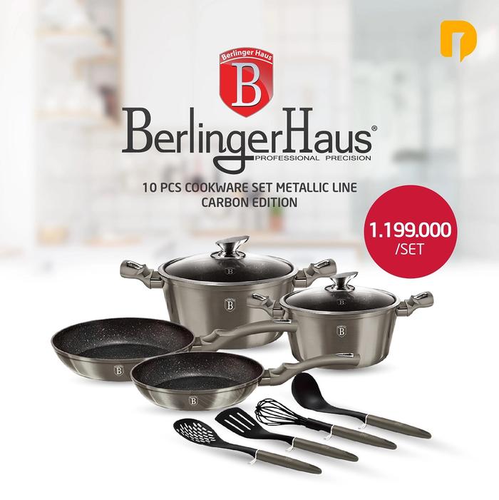 Gambar Panci Alat Masak BERLINGER HAUS/ Pan Cookware Set 10 Pcs Rose Gold - Metallic Carbon dari RIZTOPED undefined Tokopedia