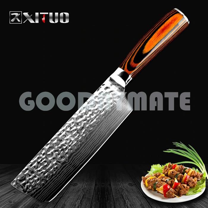 Gambar XITUO Pisau Dapur Set Chef Damascus Pattern Pisau Daging - 7INCH S CLEAVER dari Goodaymate Indonesia undefined Tokopedia