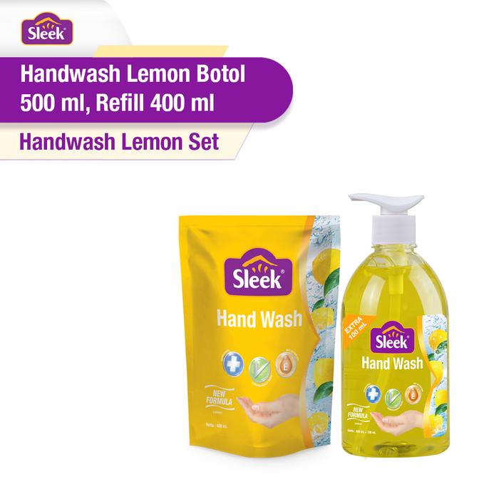 Gambar Sleek Handwash Lemon Botol 500ml + Pouch 400ml Set dari Sleek Baby Store undefined Tokopedia