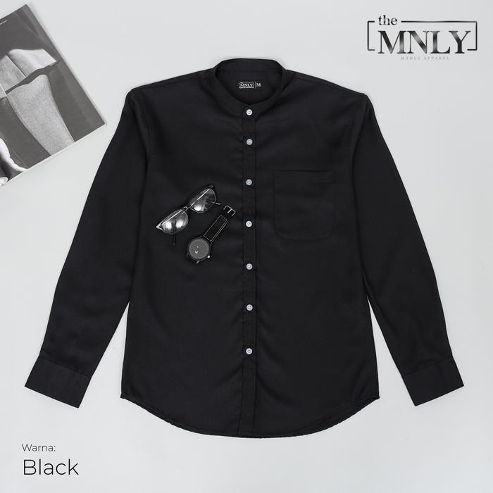 Gambar Kemeja Pria Lengan Panjang Kerah Shanghai Warna Hitam Katun Import - Black, XL dari the MNLY undefined Tokopedia