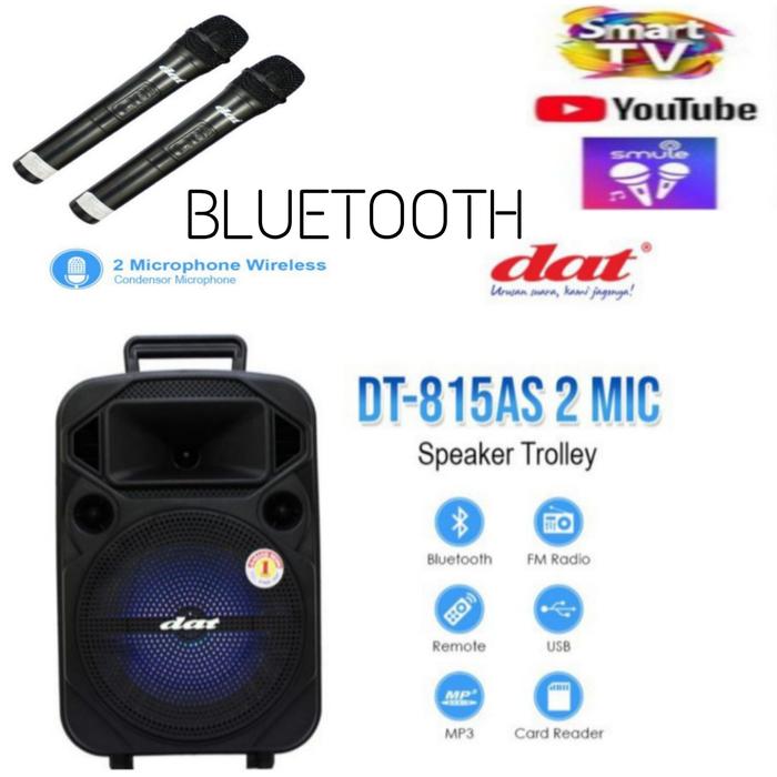 Gambar SPEAKER DAT PORTABLE 8 INCH DT-815 AS 2 MIC WIRELESS dari good seller sumber undefined Tokopedia