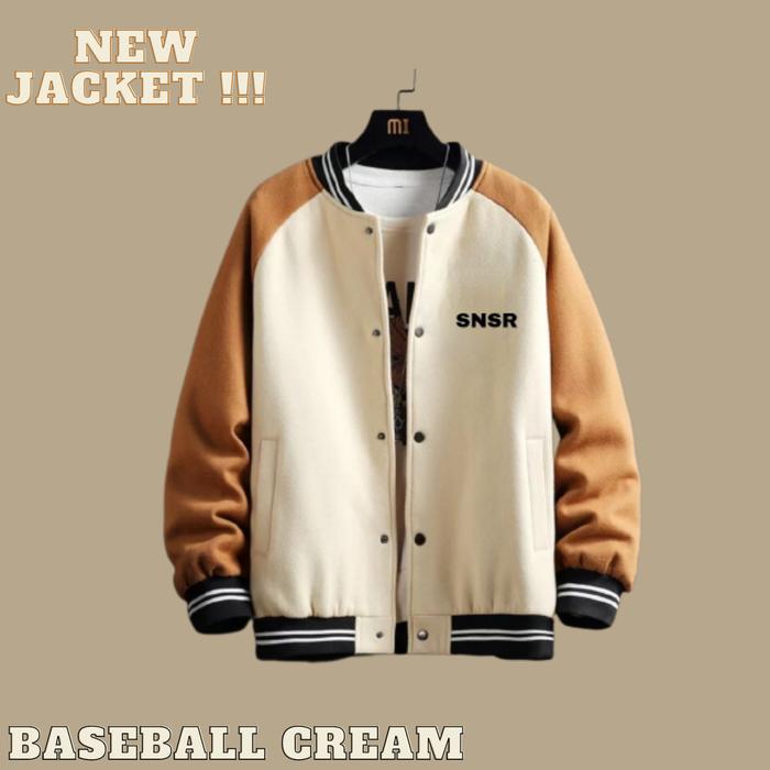 Gambar Jaket Baseball Kombinasi / Jaket Varsity / Jaket Motor / Jaket Pria - Cream, M dari zici.denim.store. undefined Tokopedia