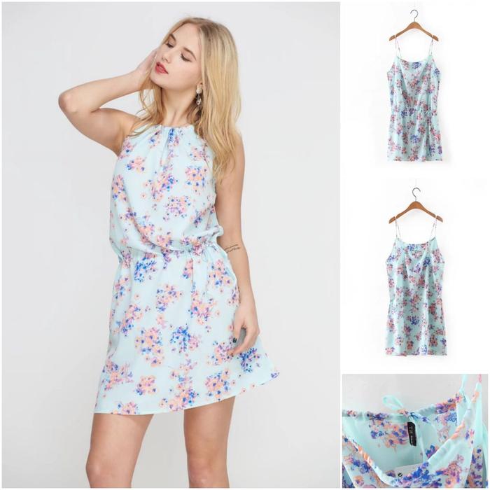 A608641 SIMPLE MINI DRESS HALTER NECK 