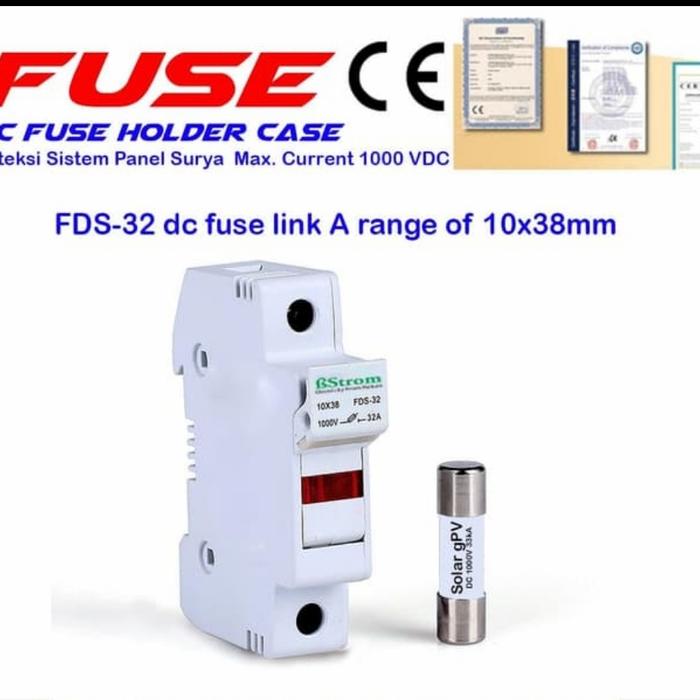 DC FUSE WITH HOLDER CASE 10x38mm 32A for PV Solar Panel Surya - Fuse only