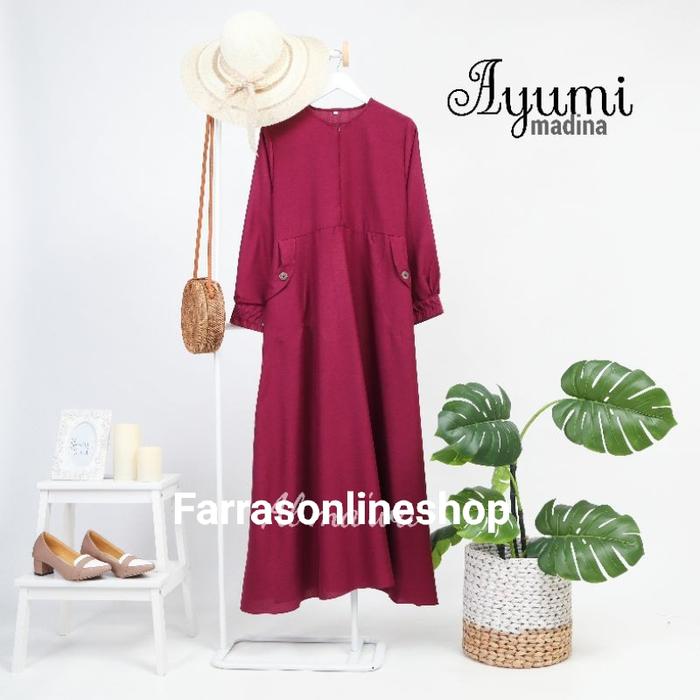 Gambar Gamis katun Madinah model Ayumi/terbaru/termurah/terlaris/best seller - maroon, XL dari Fashionableonline undefined Tokopedia