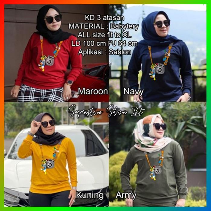 Gambar Baju Kaos Wanita Cewek Cewe Remaja Lengan Panjang Terbaru - Biru dari syaestwo store jakarta undefined Tokopedia