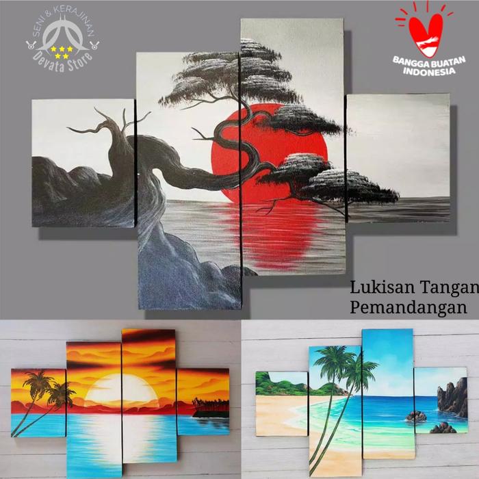Gambar LUKISAN TANGAN ASLI PEMANDANGAN WALL DECOR HIASAN DEKORASI DINDING - mau kirim acak dari Devata Store Official undefined Tokopedia