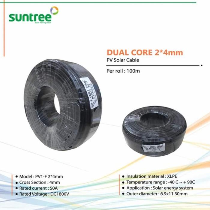 Kabel PV1-F Solar Panel 2x4mm tinned cooper Satu Roll 100Meter