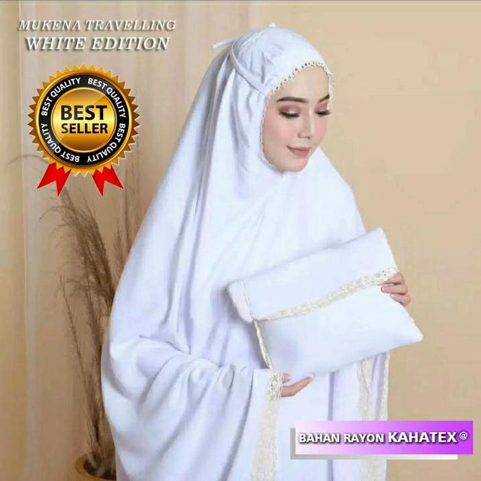 Gambar mukena halimah renda - Putih dari imc hijab store undefined Tokopedia