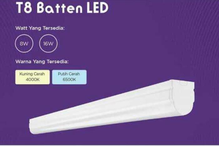 Gambar Lampu Batten TL LED T8 Ecolink 16 watt+ komplit set kap lampu 120cm - Putih dari Dunia Kabel undefined Tokopedia