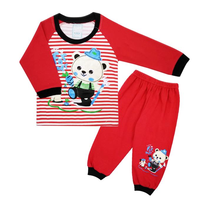 Gambar Wakakids Baju Tangan Panjang Bayi Anak Laki Setelan Celana Bear 2426 - Merah dari Wakakids undefined Tokopedia